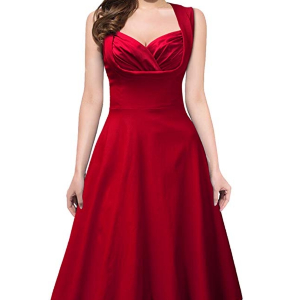 Red Miusol 1950s Style Sleeveless Dress Size XL